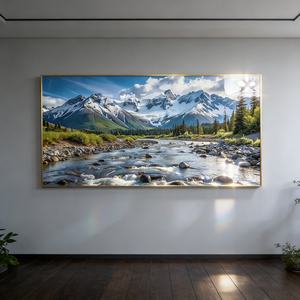 Decoración del Hogar Personalizada al por Mayor, Paisaje de Montaña Nevada, Impresión HD, Arte de Pared para Sala de Estar, Pintura de Pared de Porcelana de Cristal LED - Product Image 6