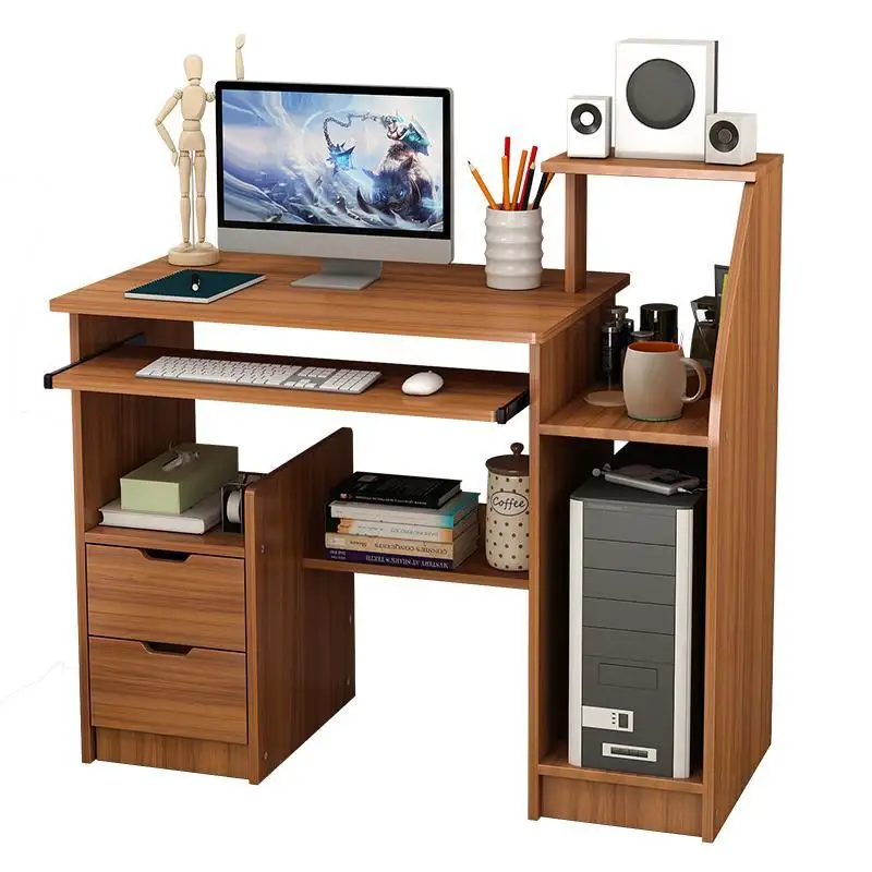 modern wood home office furniture lamp writing study table computer desk with 2 drawers