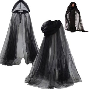 Regalo Creativo con Cappuccio Oversize, Mantello con Cappuccio per Halloween, Cappotto con Lacci, Costume Vintage per Cosplay, Mantello da Vampiro o <span class=keywords><strong>Sposa</strong></span> Vampira per Adulti - Product Image 1