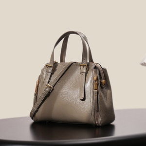 Elegante Bolso de Hombro Cruzado de Piel Genuina de Vacuno para Mujer, Versátil, con Cremallera, de Moda, Tipo Cubo, de Capa Superior - Product Image 2