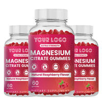 Suplemen Herbal Magnesium Citrate Gummies Rasa Raspberry Alami Meningkatkan Relaksasi Sehat, Mendukung Kesehatan Otot, Tulang & Energi