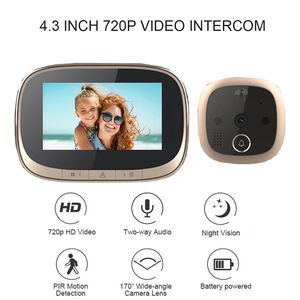 Bel pintu <span class=keywords><strong>Video</strong></span> 720P, kamera Digital LCD 4.3 inci, keamanan rumah penglihatan malam lubang Pengintip penjaga pintu - Product Image 2