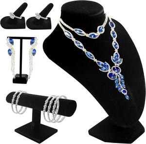 Velvet Jewelry Display Set Velvet <b>Necklace</b> Bust Holder Mannequin Bust T-Bar 2 T Shape Earring Stand 2 Velvet <b>Ring</b> Finger Jewelry - Product Image 1