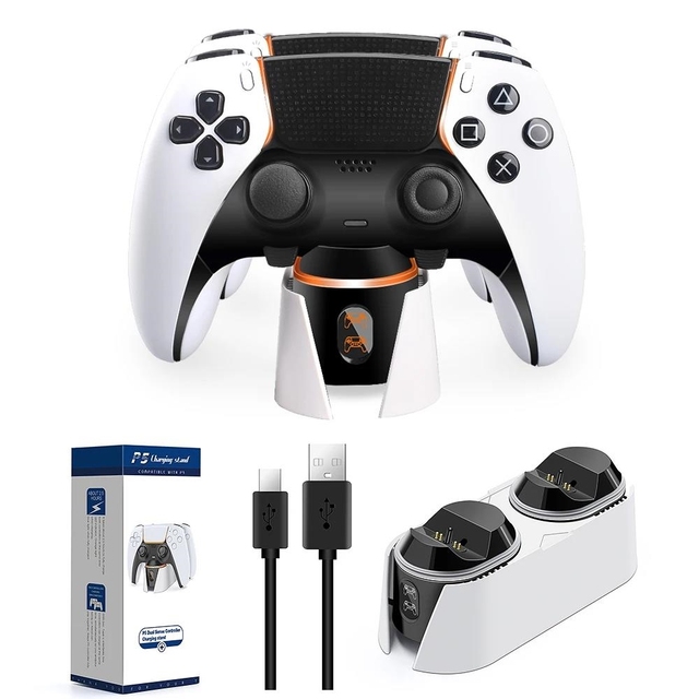 Dual Fast Charger Charging Stand for Controller with LED Light Wireless Communication Plastic ABS Material