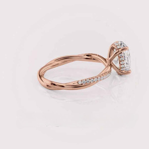 Anillo de Diamante de Laboratorio con Corte Oval Vintage en Oro Rosa/Amarillo y Blanco de 18k con Baño de Rodio, Certificado IGI, Joyería para Mujer - Product Image 2