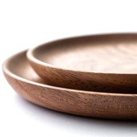 Finitions fines Assiette ronde en bois faite à la main Assiettes en bois dur massif Ensemble de service Cadeaux de cuisine à domicile