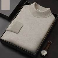 Pull en cachemire et laine tricoté pour homme, col semi-montant, uni, pour l'hiver