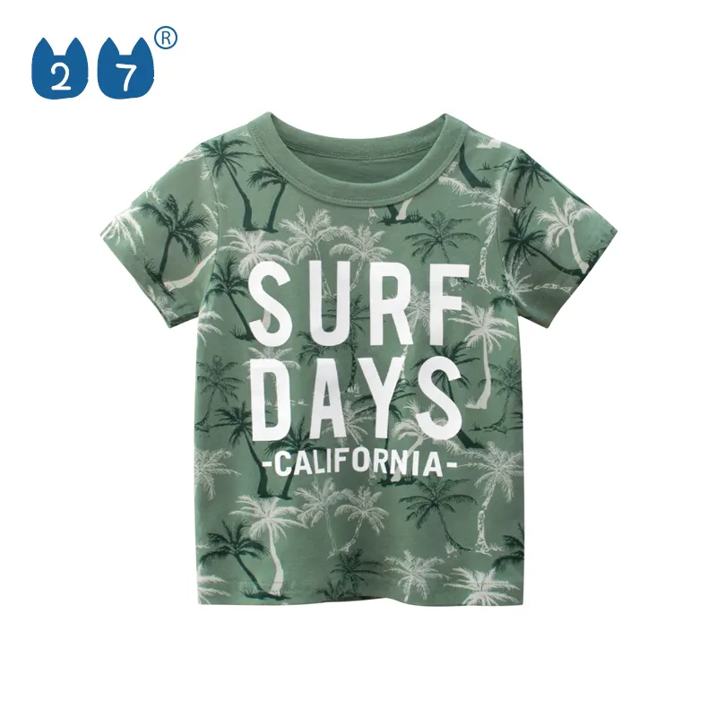 새로운 스타일 여름 녹색 통기성 편안한 100% 면 어린이 소년 티셔츠