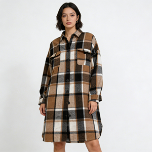 Manteau long pour femme style vintage 2026, simple boutonnage, en laine, idéal pour le froid - Product Image 1