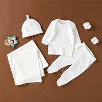 Ensemble de pyjamas et couverture en coton biologique doux pour bébé, ensemble cadeau pour bébé, ensemble pour nouveau-né, vente en gros