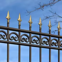 Valla de Jardín de Acero Popular Resistente al Agua, Valla de Seguridad con Parte Superior Plana, Valla de Hierro Forjado con Recubrimiento de Polvo Negro, Valla de Aluminio