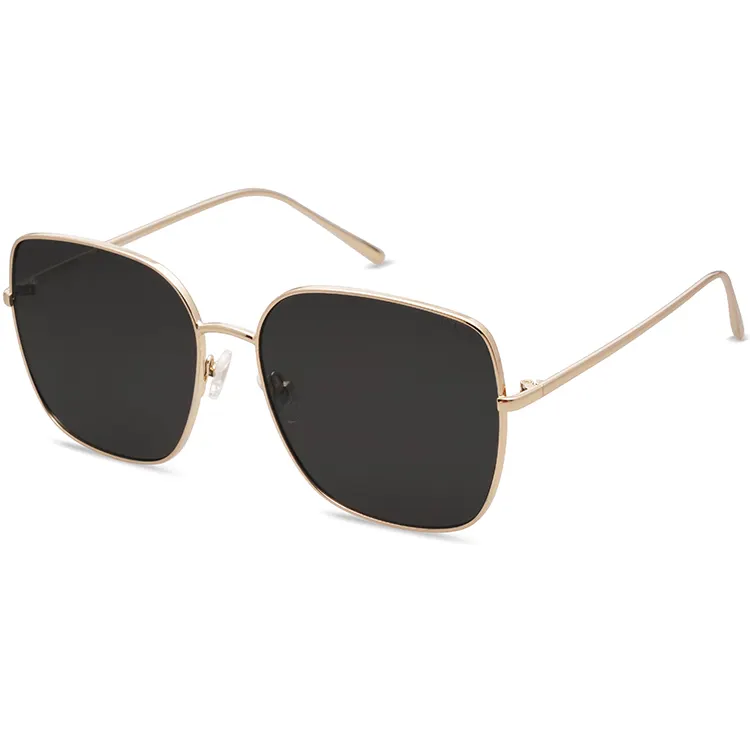 Mirrored Oversized Square Metal Trendy Fashion UV400 Protection Sunglasses Unisex