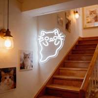 Neonawall Enseigne néon LED chat fantôme mignon, à intensité variable, alimentée par USB, multi-positions, décoration murale pour Bar, Salle de sport, Bureau, Halloween, Salle de jeux, Fête
