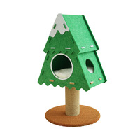 Lit-cave pour chat en feutre multicouche Cèdre et Pin Montagne enneigée avec griffoir en sisal, base stable, arbre à chat combiné pour jeu et sommeil en intérieur