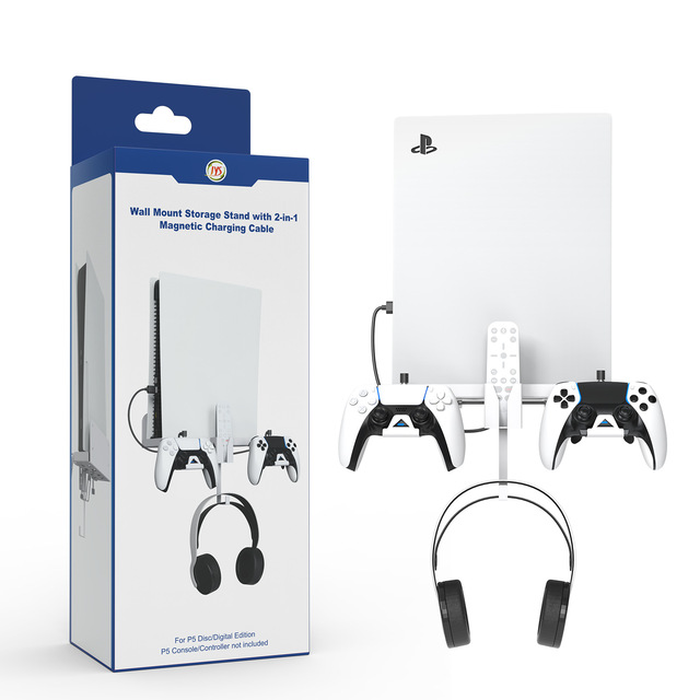 Multifunctional Wall Storage Bracket Stand Hanger for PS5 Disc/Digital Edition Console Holder