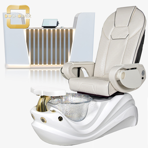 โต๊ะรับแขกสีทองแบบกำหนดเองพร้อมเคาน์เตอร์ต้อนรับแบบ <span class=keywords><strong>L</strong></span>-Shap แผนกต้อนรับส่วนหน้าสำหรับโต๊ะต้อนรับแคชเชียร์สีขาวแวววาว - Product Image 2