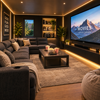 Salle de cinéma de jardin pour films à domicile, espace multimédia privé avec intérieur confortable, design écologique et confort toute l'année