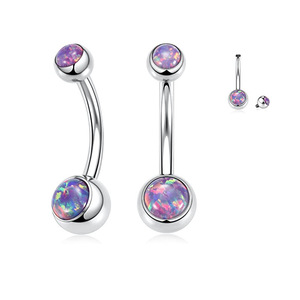 Piercing de nombril en titane opale 14 mm avec sertissage clos pour piercing de nombril - Product Image 4