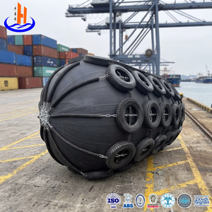 กันชนยางลมสำหรับเรือเดินสมุทรที่ได้รับการรับรองมาตรฐาน ISO17357 พร้อมตาข่ายยางและโซ่สำหรับท่าเรือ - Product Image 2