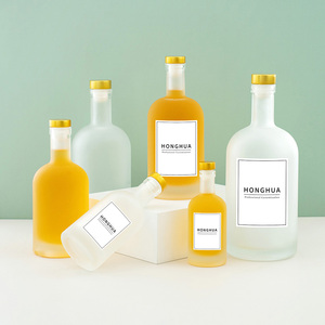 Botella de Licor de Vidrio Vací<span class=keywords><strong>a</strong></span> Esmerilada Redonda Personalizada al por Mayor para Whisky y Vino, 100ml, 200ml, 375ml, 500ml, 750ml, 1000ml, con Caja - Product Image 1