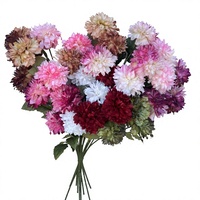 Fleurs artificielles Dahlia Chrysanthème, 3 têtes, fausses fleurs pour mariage, maison, hôtel, arrangement floral, décoration