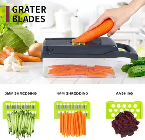 2024 Hot-Sale 14-in-1 Kitchen Fruit Vegetable Tools Including Veggie Chopper Vegetable Slicer Julienne Dicer