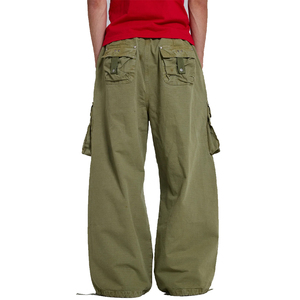Pantalones Cargo de Paracaídas de Algodón Ripstop Verde Oliva Personalizados para Hombre, Pantalones Holgados de Algodón con Cordón, Pantalones Cargo de Paracaídas para Hombre - Product Image 2