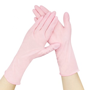 <span class=keywords><strong>Gants</strong></span> en nitrile de 12 pouces, imperméables, résistants à l'huile, roses, 4 mil, jetables, à manchette longue, sans poudre, pour le nettoyage - Product Image 3