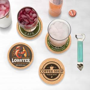 Round Custom Cork <b>Coasters</b> for Wine and <b>Beer</b> Drink with Logo Printing Eco-Friendly Drink Mats for Home Bar & Promotions Souvenir - Product Image 2