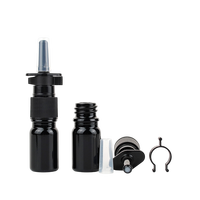 Flacon d'aromathérapie en verre noir rechargeable de 5 ml (0,17 oz) avec pulvérisateur nasal noir pour mélange DIY