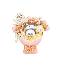 Loz7301-7425 Blocs de construction en plastique DIY, jouet Panda, bouquet de fleurs éternelles, rose, 40 pièces, petits blocs de construction