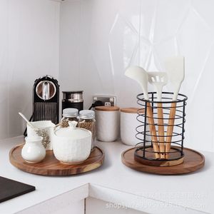 Lazy Susan Rotating Condiment <b>Storage</b> <b>Tray</b> Round Kitchen Utensil Rack Multifunction Afternoon Tea Serving <b>Tray</b> - Product Image 3