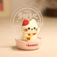 Mini Veilleuse Porte-Bonheur Chaton, Lampe LED Créative à Piles, Lumière Ambiante Blanche Chaude pour Décoration de Bureau et Chevet