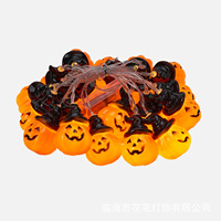 Guirnalda de Luces LED con Forma de Calabaza y Sombrero Negro de Halloween, Decoración con Conexión USB/Batería, Adornos Colgantes para Tiendas, Eventos y Fiestas