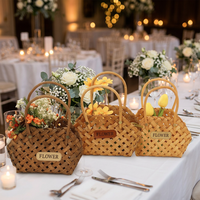 Panier à fleurs en bois avec poignées, panier pour demoiselle d'honneur, panier cadeau de Pâques, arrangement de fleurs séchées, décoration intérieure, vente en gros