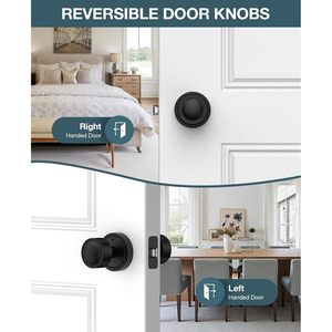 Calzibeno - Manijas de Puerta Negras Mate, de Aleación de Zinc, Redondas, Vintage, con Cerradura, para Interiores, Ambidiestras, Fácil Instalación - Product Image 5