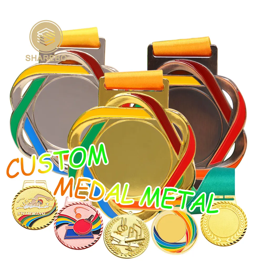 Medaglia con nastro colorato medaglia personalizzata 3d colore pieno metallo mestiere medaglia evento personalizzata 3d metallo medaglione produttore