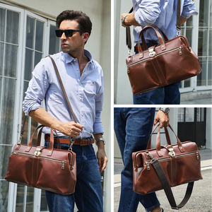 Sac de Médecin Vintage Haut de Gamme OEM ODM pour Hommes, Porte-Ordinateur Portable 14'' en Cuir Pleine Fleur Structuré avec Fermeture à Cadre Métallique - Product Image 6