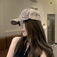 Gorra de béisbol vintage Y2K con estampado de leopardo, malla transpirable, cómoda para deportes al aire libre, gorra de camionero a la moda