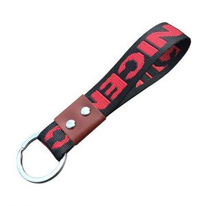 Promotional Customized Black Embroidery Logo Patch Sewing Motorcycle Flight Keychain Climbing Carabiner Nylon Key Tags - Product Image 4