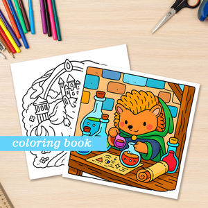 Libro da colorare "regno accogliente" a tema principessa e cavaliere, libro da colorare Fantasy con castello, drago e simpatici personaggi - Product Image 5