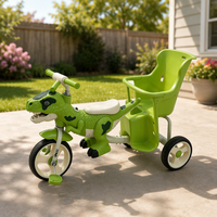 Vente en gros de tricycle pour enfants à 2 places, tricycle à pédales pour enfants avec siège arrière de sécurité, modèle de dinosaure cool, vélo pour tout-petits