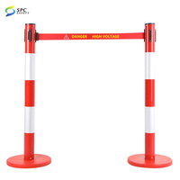 Poteaux de sécurité isolants en plastique renforcé (PRF) pour haute tension, avec barrière à double sangle rétractable