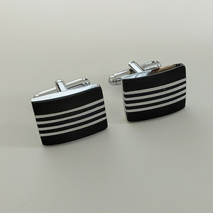 Đen men sọc Khuy măng sét cổ sẵn sàng để tàu Cuff liên kết cho người đàn ông như món quà cưới - Product Image 2