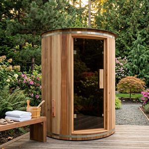 Sauna Tradicional para 3-4 Personas, Baño de Vapor de Madera para Exteriores, Techo Acrílico, Estufa Harvia, Luz de 7 Colores, Impermeable, Spa en Casa - Product Image 1