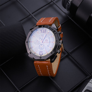 Montres à bracelet en cuir vintage de qualité supérieure pour hommes, mode simple, quartz, montre-bracelet pour hommes, <span class=keywords><strong>grand</strong></span> cadran, montre Reloj Hombre - Product Image 3