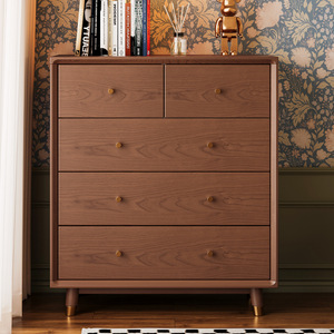 French Style Solid Wood Five <b>Drawer</b> Chest Dresser For Living Room Bedroom Storage Cabinet - Product Image 3