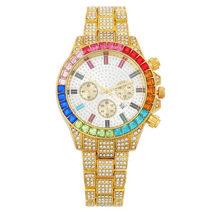 <span class=keywords><strong>Orologio</strong></span> da Polso al Quarzo da <span class=keywords><strong>Uomo</strong></span> Hip Hop Iced Out con Diamanti Colorati, di Alta Qualità, all'Ingrosso - Product Image 2