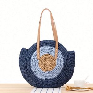 Wholesale Round Single Shoulder Paper Rope Woven <b>Bag</b> Seaside Vacation <b>Large</b> Capacity Women <b>Beach</b> Straw <b>Bag</b> - Product Image 1