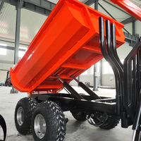Remorque basculante robuste pour ATV, capacité 2 tonnes, modèle TTPT34, 3,4 m, avec grue pour bois et grumes